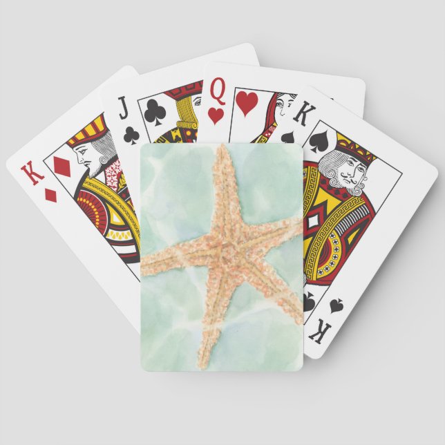 Nautical Starfish in Water Playing Cards (Back)