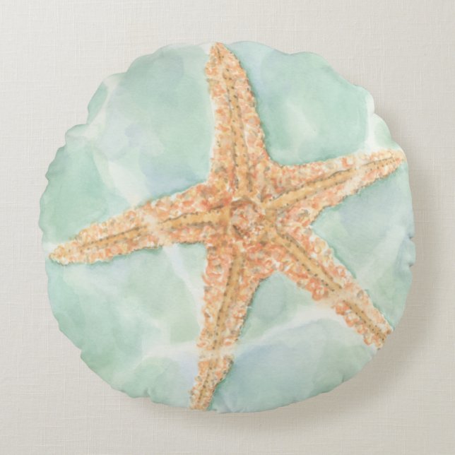 Nautical Starfish in Water Round Cushion (Front)
