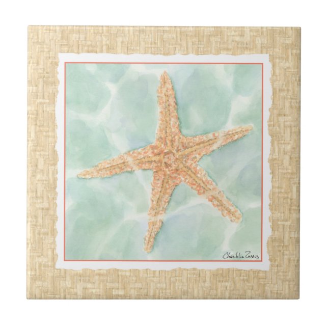 Nautical Starfish in Water Tile (Front)