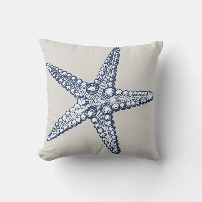 Nautical Starfish Throw Pillow (Front)