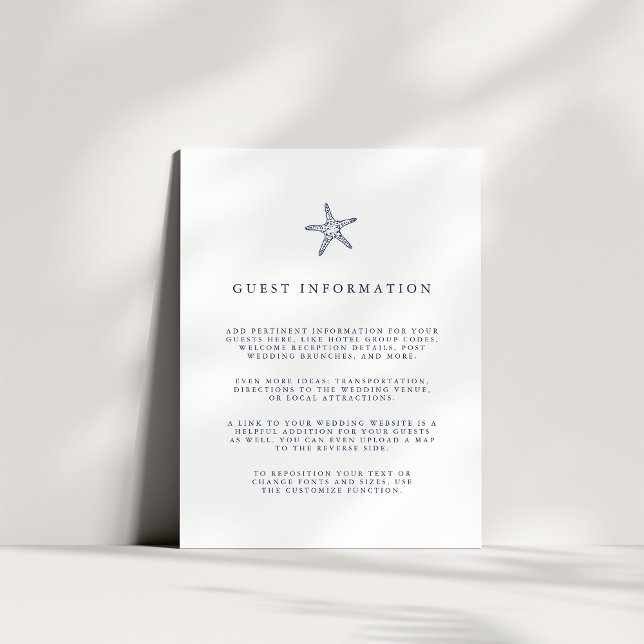 Nautical Starfish Wedding Guest Details Enclosure Card (Creator Uploaded)
