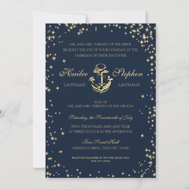 Nautical Starry Sky Wedding Invitation (Front)