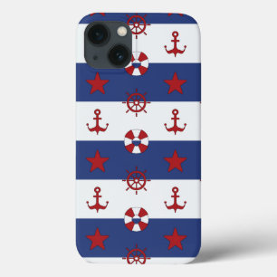 Nautical Stars And Stripes Pattern iPhone 13 Case