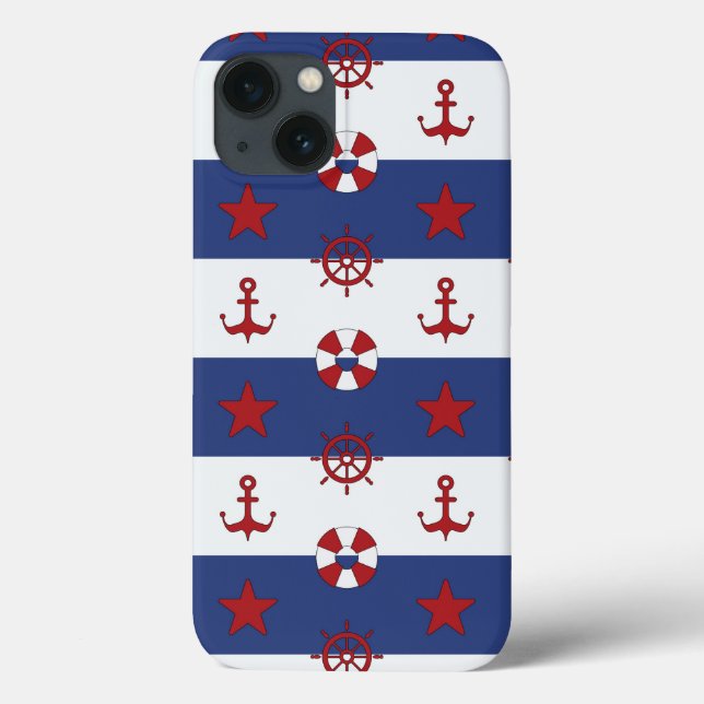 Nautical Stars And Stripes Pattern Case-Mate iPhone Case (Back)
