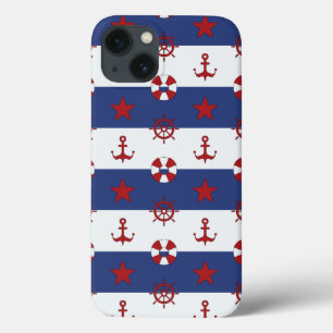 Nautical Stars And Stripes Pattern iPhone 13 Case