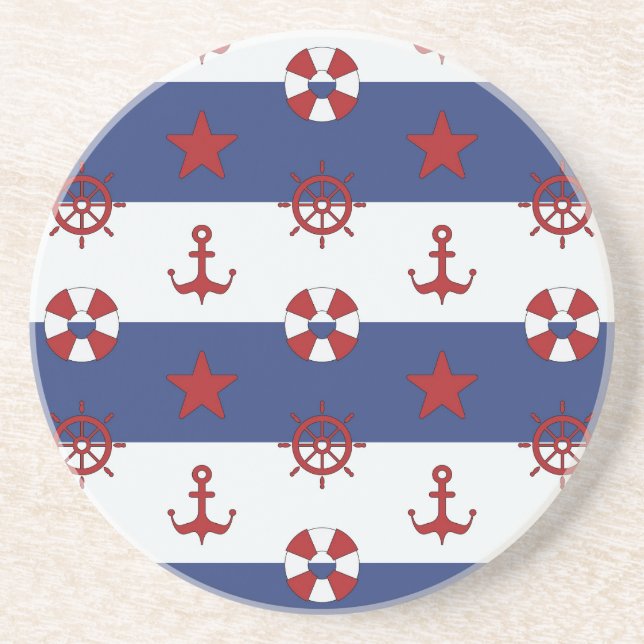Nautical Stars And Stripes Pattern Coaster (Front)