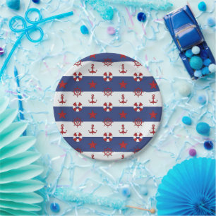 Nautical Stars And Stripes Pattern Paper Plate