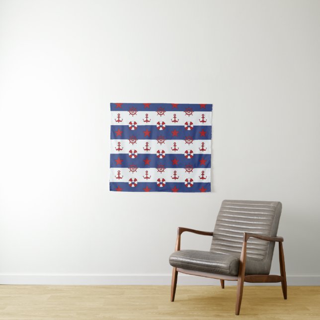 Nautical Stars And Stripes Pattern Tapestry (In Situ (Horizontal))