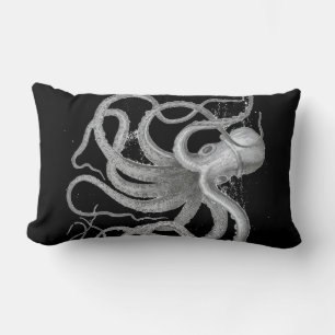 Nautical steampunk octopus antique vintage kraken lumbar cushion