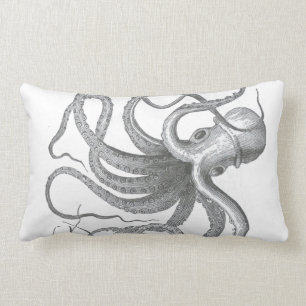 Nautical steampunk octopus Vintage beach kraken Lumbar Cushion