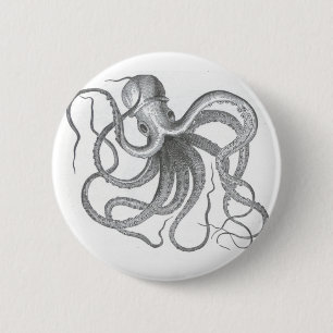 Nautical steampunk octopus vintage design 6 cm round badge
