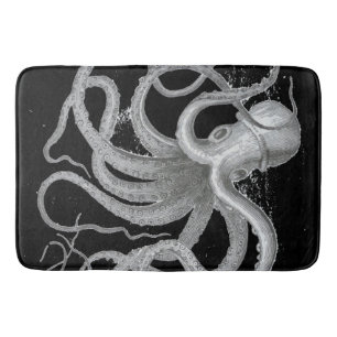 Nautical steampunk octopus Vintage kraken decor Bath Mat