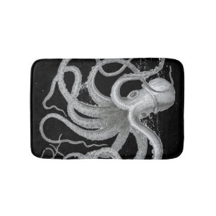 Nautical steampunk octopus Vintage kraken decor Bath Mat