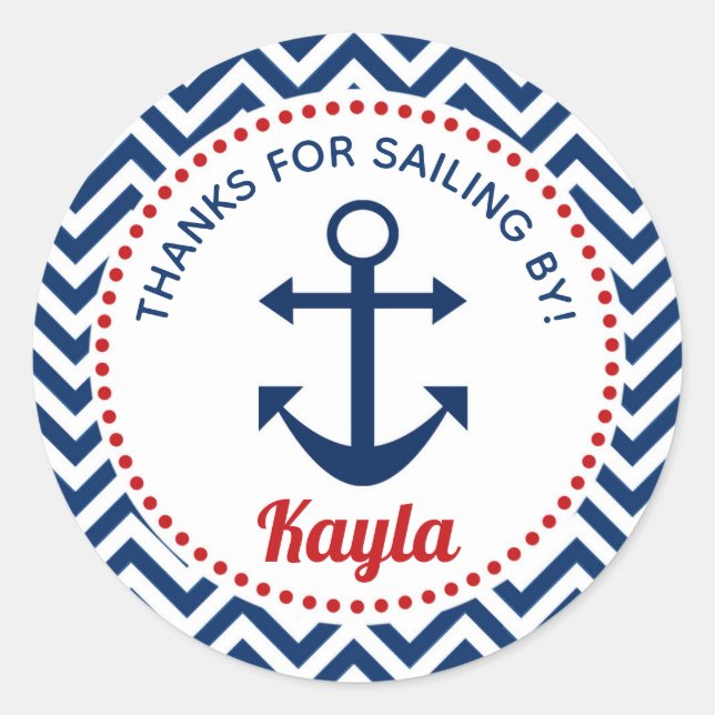 Nautical Sticker (Personalised) - Navy Blue & Red (Front)