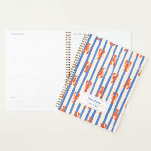 Nautical Stripe Lobster Personalised 2027 Monthly Planner