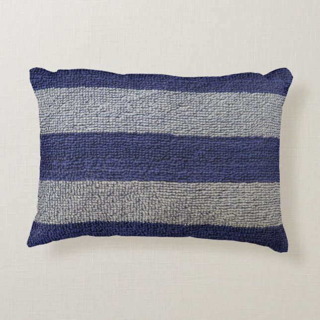Nautical Stripe Navy Blue And Grey Accent Pillow (Back)