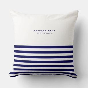Nautical Stripe Navy Blue Trendy Stylish 8 Stripes Cushion