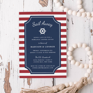 Nautical Stripe Rehearsal Dinner Invitation