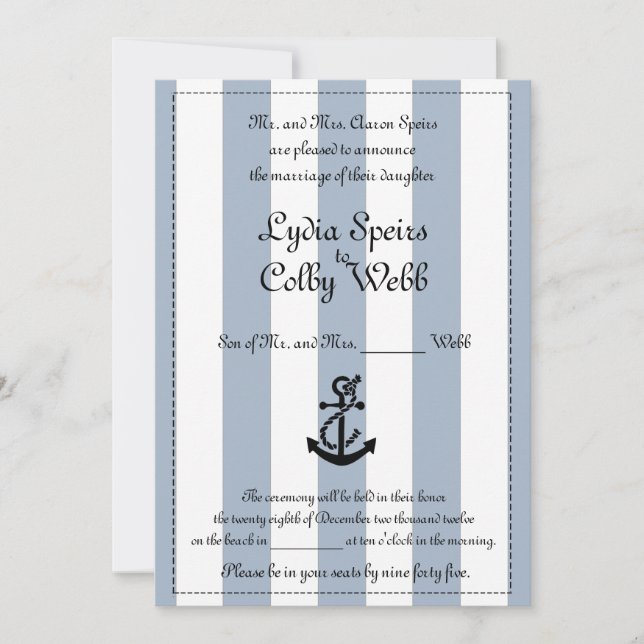 Nautical Stripe Wedding Announcement (Front)