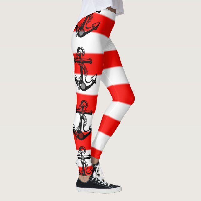 Nautical Striped Anchor Leggings (Right)