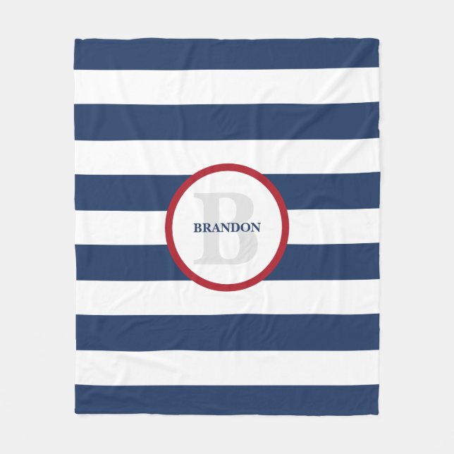 Nautical striped blanket - personalised (Front)