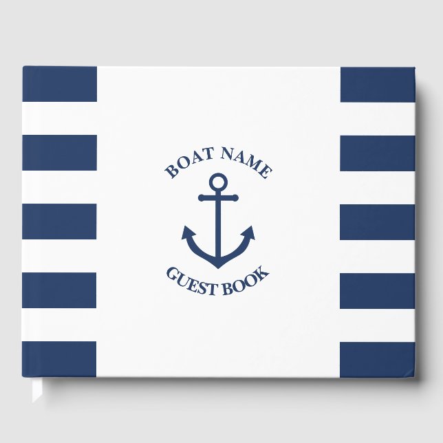 Nautical Striped Boat or House Guest Book (Front)
