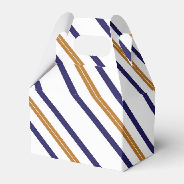Nautical Striped Gold Blue Birthday Favour Box (Front Side)