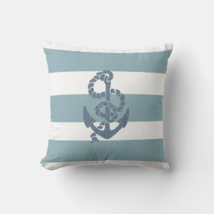 Nautical Stripes Anchor Cushion