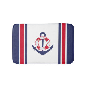 Nautical Stripes and Anchor Bath Mat