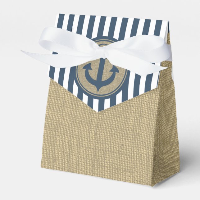 Nautical Stripes and Anchor Favour Box (Front Side)