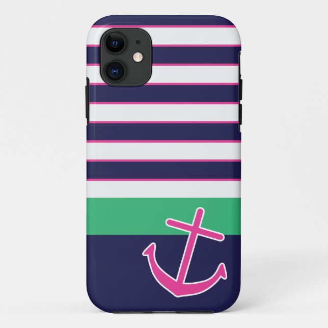Nautical Stripes and Anchor iPhone 5 Case (Back)