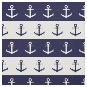 Nautical stripes and anchor pattern fabric