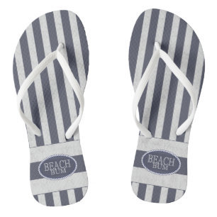Nautical Stripes and Beach Bum Theme Thongs