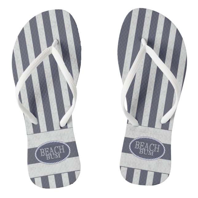 Nautical Stripes and Beach Bum Theme Thongs (Footbed)