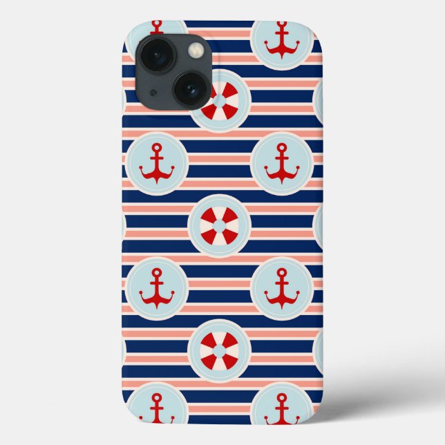 Nautical Stripes And Dots Pattern Case-Mate iPhone Case (Back)