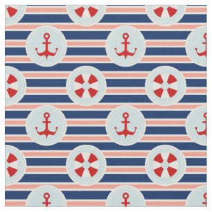 Nautical Stripes And Dots Pattern Fabric