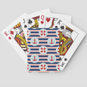 Nautical Stripes And Dots Pattern Playing Cards