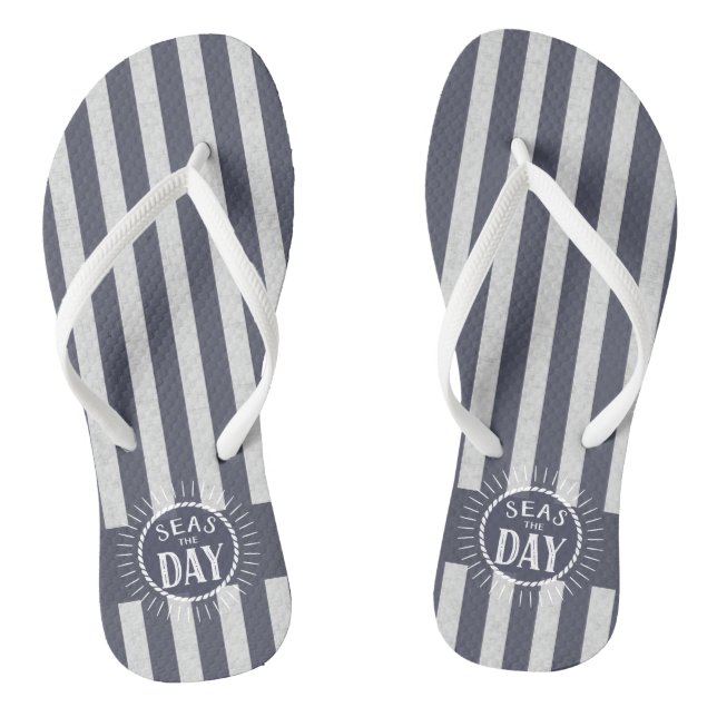 Nautical Stripes and Seas the Day Sunburst Thongs (Footbed)