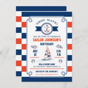 Nautical Stripes Birthday Invitation