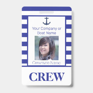 Nautical Stripes Boat Crew Photo ID Badge