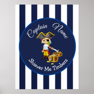 Nautical Stripes Boy Party Pirate Poster