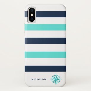 nautical stripes compass monogram Case-Mate iPhone case
