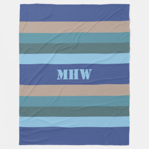 Nautical Stripes custom monogram fleece blankets