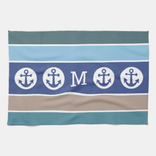 Nautical Stripes custom monogram hand towel
