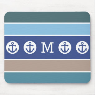Nautical Stripes custom monogram mousepad