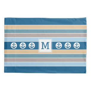 Nautical Stripes custom monogram pillowcases