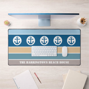 Nautical Stripes custom text Desk Mat