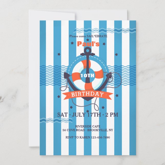 Nautical Stripes Invitation (Front)
