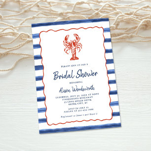 Nautical Stripes Lobster Bridal Shower  Invitation