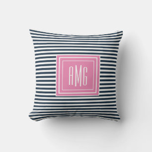 Nautical Stripes ⎢MonogramThrow Pillow